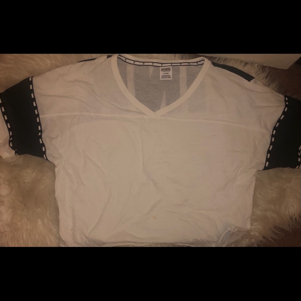 VS PINK white oversized crop jersey top